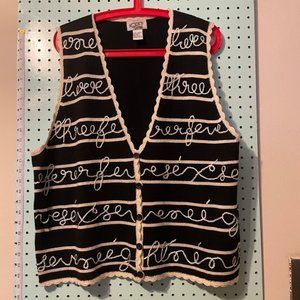 Koret Knit Vest, Embroidered with Lettering - Plus Sized